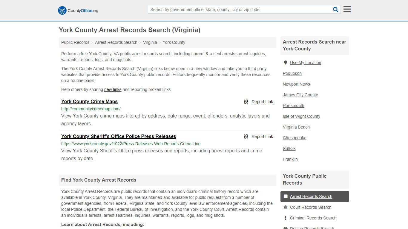 Arrest Records Search - York County, VA (Arrests & Mugshots)