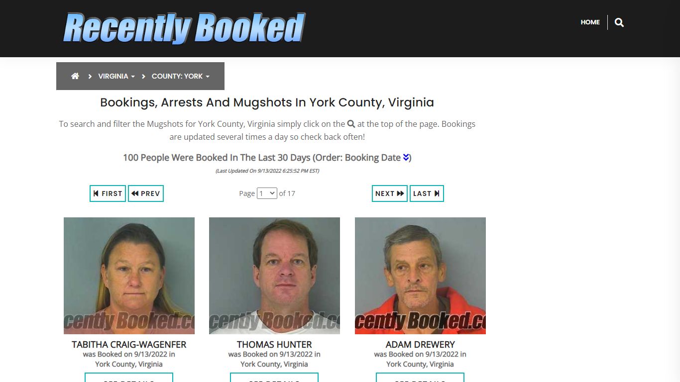 Recent bookings, Arrests, Mugshots in York County, Virginia